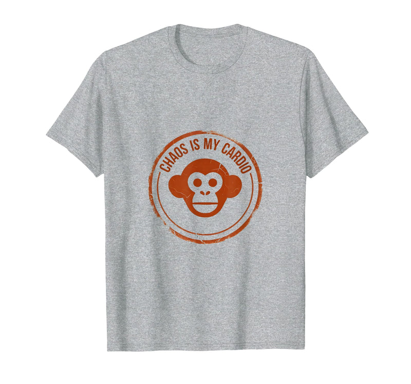 Mademark Chaos Is My Cardio Funny Monkey Design T-Shirt - Men - Heather Grey