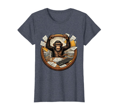Monkey Office Chaos Funny Adult Humor Graphic T-Shirt - Women