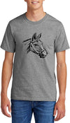 Comical Shirt Horse Graphic Top for Equestrian and Animal Lovers Cotton Tee Adult Youth Tall Men Women - Sport Grey