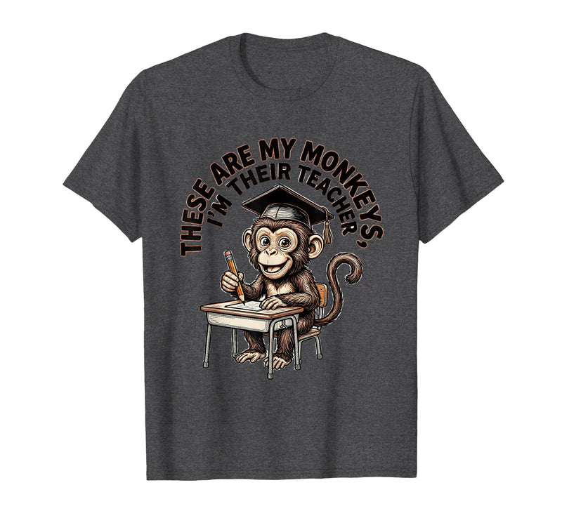 Mademark These Are My Monkeys I'm Their Teacher Circus Design T-Shirt - Men - Dark Heather Grey