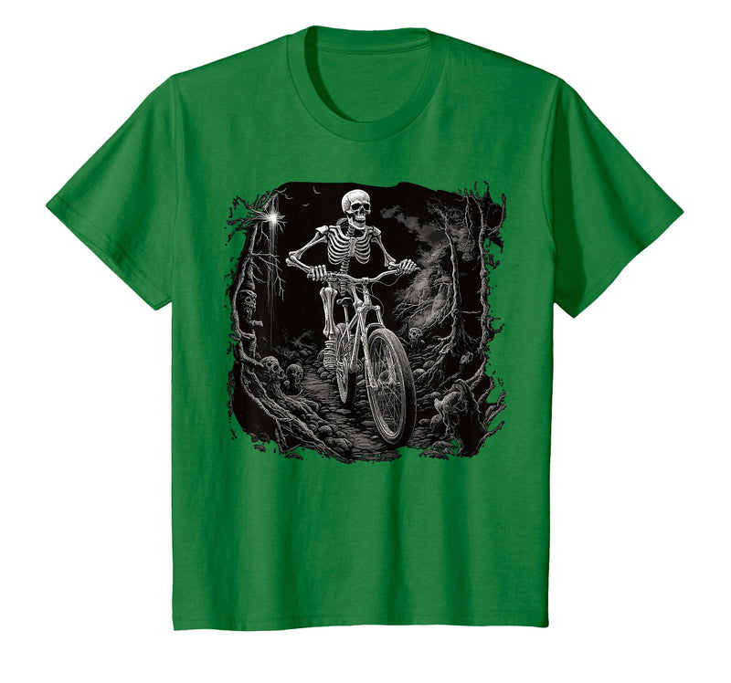 Scary Cyclist Skeleton Gifts Cycling Skeleton Mountain MTB Bicycle Cyclist Skeleton T-Shirt - Kelly Green