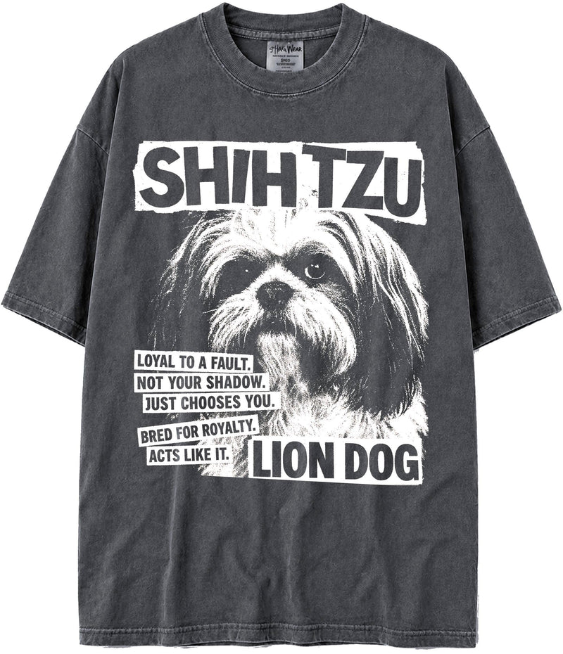 BABATEES U.S.A. MAX-Heavyweight Punk Rock Animals Shaka Wear Oversized 7.5oz Cotton Tshirt - Shih Tzu