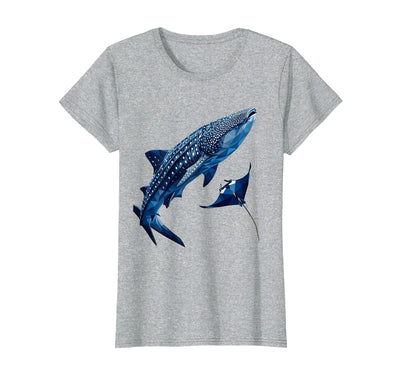 Whale Shark and Manta Ray Ocean Illustration T-Shirt