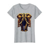 Mademark Ornate Parade Elephant Illustrated Graphic T-Shirt - Women - Heather Grey