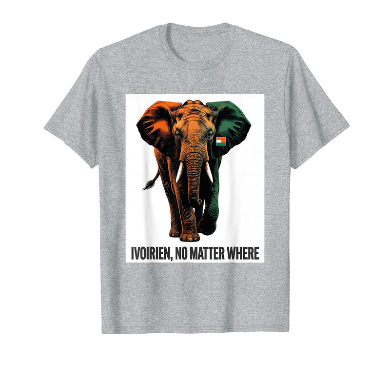 Mademark Ivoirien, No Matter Where Patriotic Elephant Design T-Shirt - Men - Heather Grey
