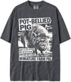 BABATEES U.S.A. MAX-Heavyweight Punk Rock Animals Shaka Wear Oversized 7.5oz Cotton Tshirt - Pot-bellied Pig