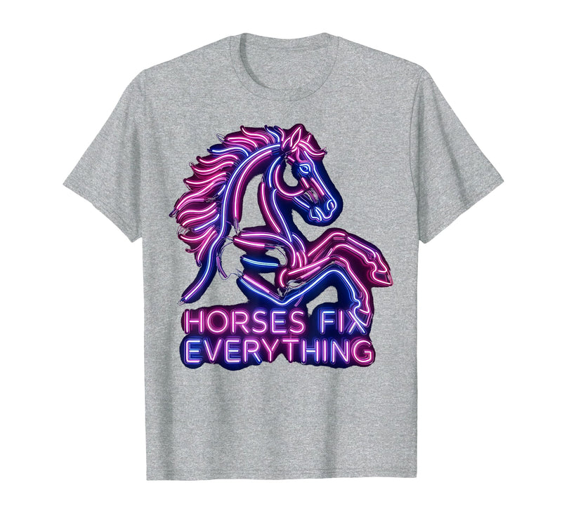 Mademark Horses Fix Everything Horse Riding Design T-Shirt - Men - Heather Grey