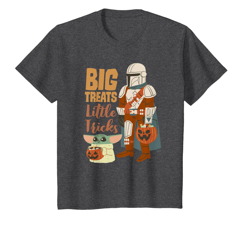 Star Wars Grogu The Mandalorian Halloween Big Treats T-Shirt - Dark Heather Grey
