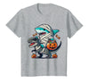 Funny Shark Dinosaur Halloween Kids Boys Tees Shark Riding Dinosaur T-rex Funny Halloween Pumpkin Boys Kid T-Shirt - Heather