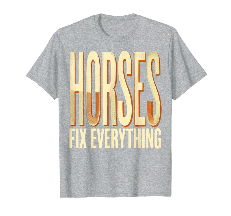 Mademark Horses Fix Everything Equestrian Design T-Shirt - Men - Heather Grey
