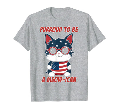 US American Cat Lovers Celebrating The 4th of July 4th of July Cat Purroud to Be A Meow-ican, American Cat T-Shirt