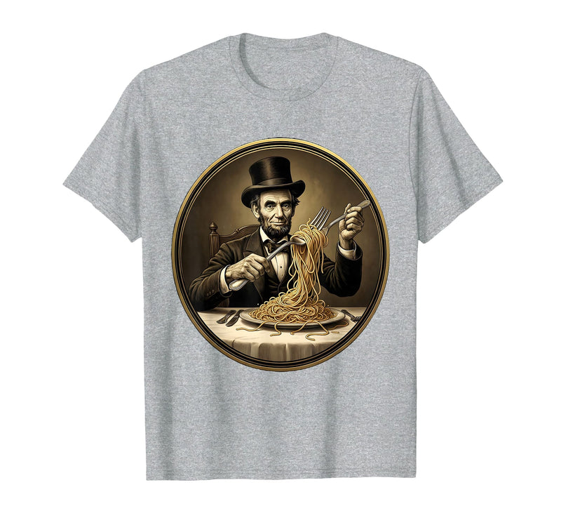 Mademark Funny Monkey Eating Spaghetti With Fork Illustration T-Shirt - Men - Heather Grey
