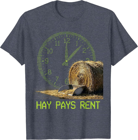 Hay Pays Rent Funny Western Cowboy Horse Lover Humor T-Shirt - Heather Blue