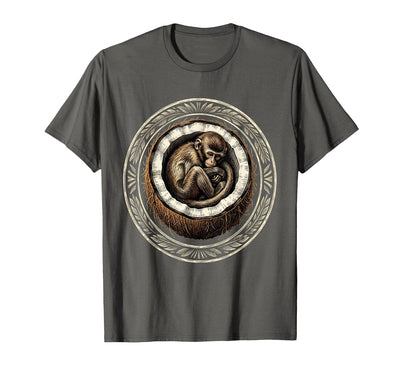 Cozy Monkey Curled in a Coconut Shell T-Shirt - Men