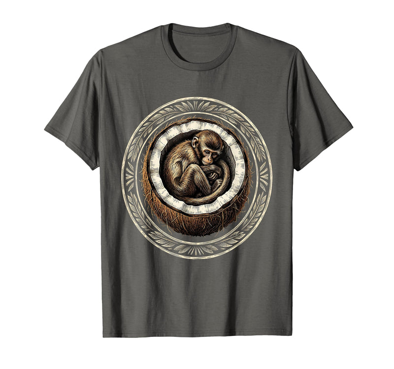 Mademark Cozy Monkey Curled in a Coconut Shell T-Shirt - Men - Asphalt Grey