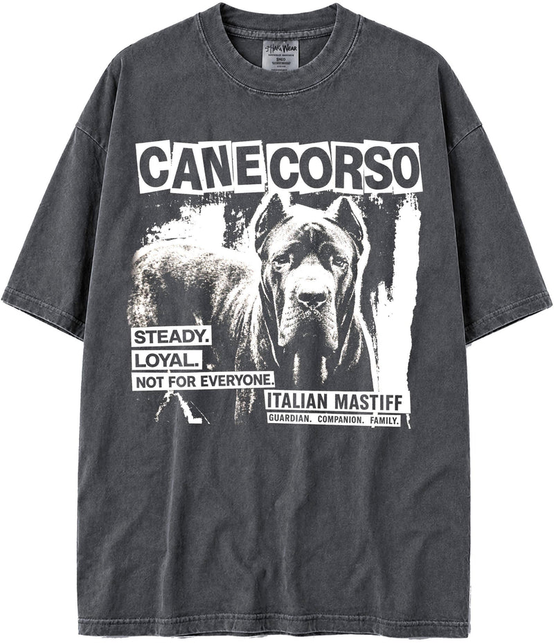BABATEES U.S.A. MAX-Heavyweight Punk Rock Animals Shaka Wear Oversized 7.5oz Cotton Tshirt - Cane Corso