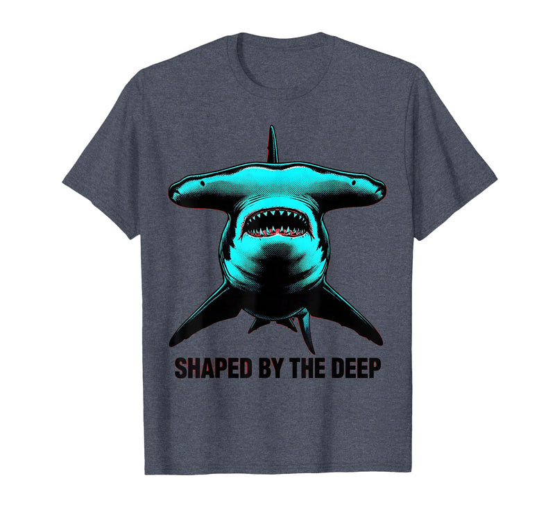 Mademark Shaped by the Deep Hammerhead Shark Design T-Shirt - Heather Blue
