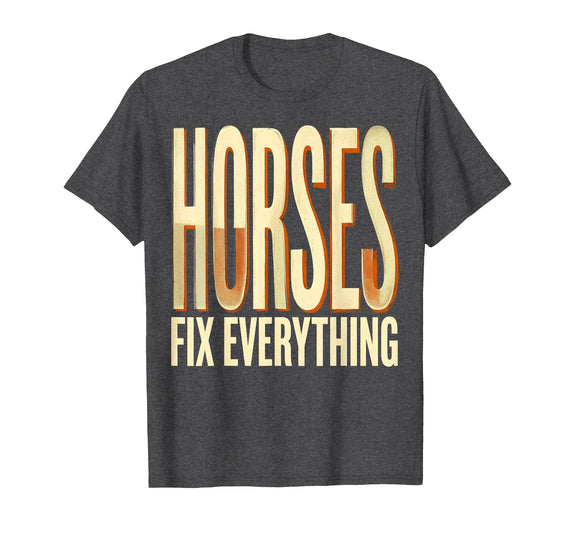 Mademark Horses Fix Everything Equestrian Design T-Shirt - Men - Dark Heather Grey