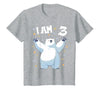 3 years old 3rd birthday Polar Bear Kids 3 Years Old 3 Birthday Polar Bears Boy Girl Polar Bear T-Shirt - Heather Grey