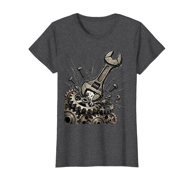 Mademark Monkey Wrench In The Gears Graphic Design T-Shirt - Women - Dark Heather Grey