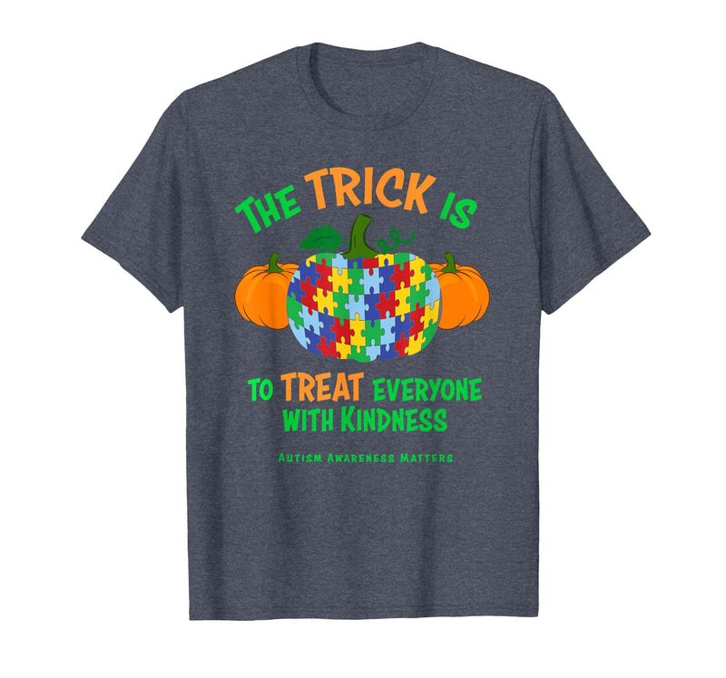 Presto Autism Awareness Halloween October Pumpkin Autism Awareness Halloween Fall October Puzzle Pumpkin T-Shirt - Heather