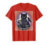 Funny Kawaii Halloween Lazy Costume by NLTS “Edgar Allan Paw” Funny Pun Black Cat Gothic Theme T-Shirt - Red