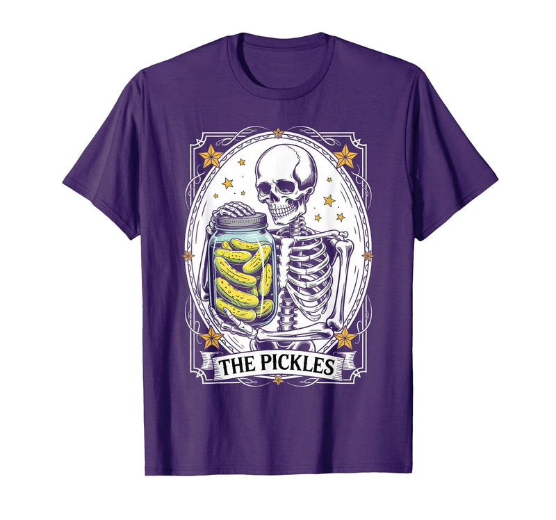 Tarot Card Skeleton Halloween Ades.shirt The Pickles Tarot Card Skeleton Canning Season Gardener T-Shirt - Purple