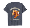 Mademark Horses Over Everything Women's Equestrian Design T-Shirt - Men - Heather Blue