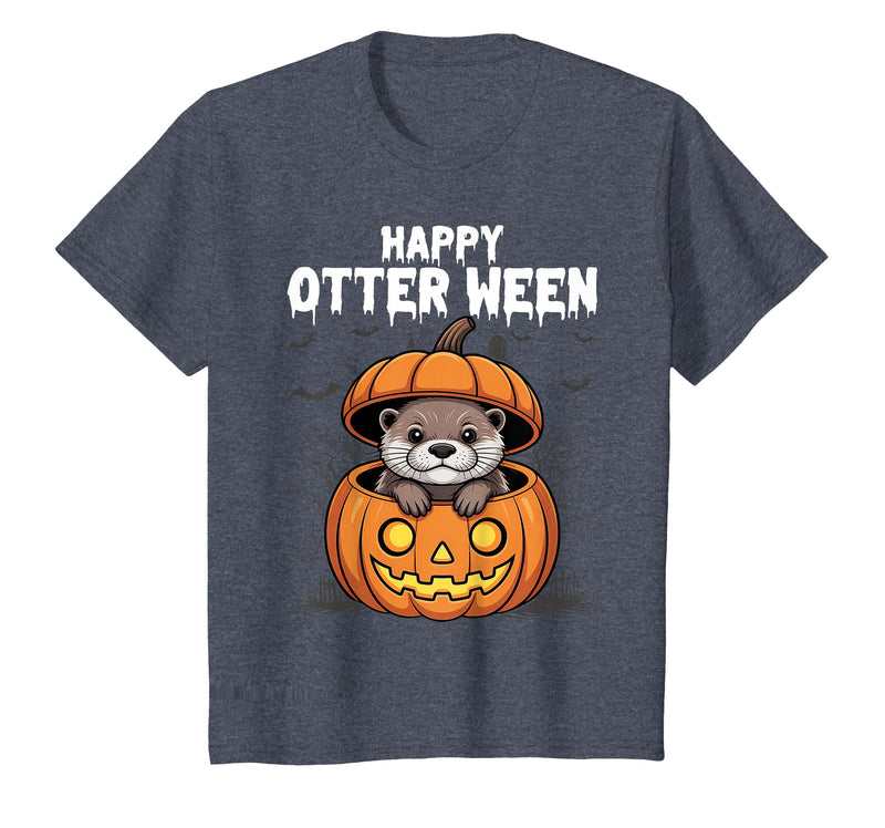 Otter Halloween Lover Gift Co. Happy Otter-Ween Lazy Halloween Costume Funny Animal Pun T-Shirt - Heather Blue