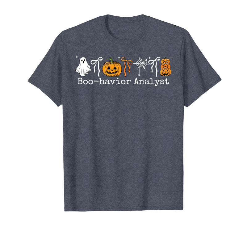 Behavior Analyst Halloween ABA Ghost Boo-havior Boo-Havior Analyst Pumpkin Ghost ABA Therapist Halloween T-Shirt - Heather