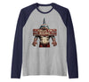 Mademark Dorsal Fin Rising Shark Men Graphic Design Raglan Baseball Tee - Navy Blue/Athletic Heather