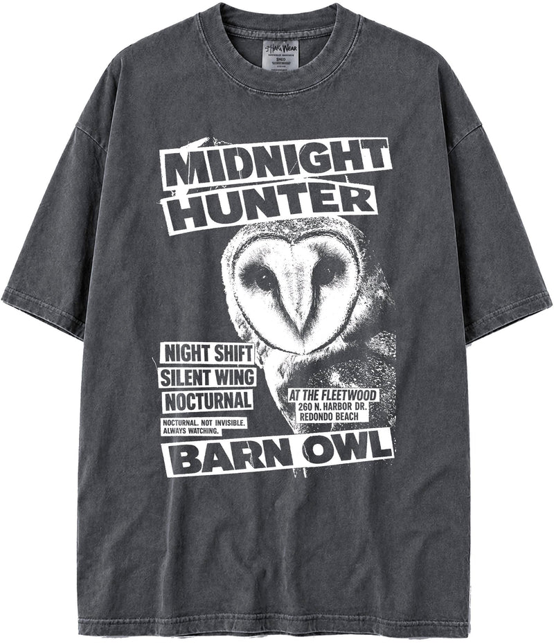 BABATEES U.S.A. MAX-Heavyweight Punk Rock Animals Shaka Wear Oversized 7.5oz Cotton Tshirt - Barn Owl