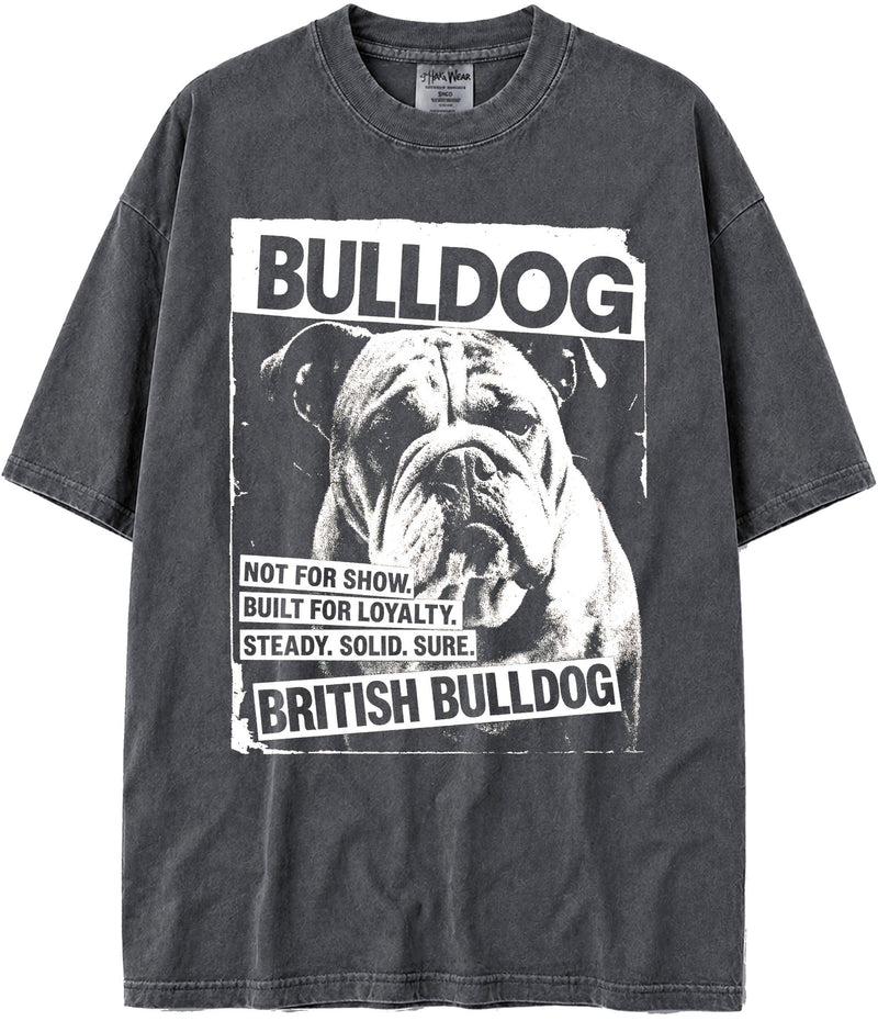 BABATEES U.S.A. MAX-Heavyweight Punk Rock Animals Shaka Wear Oversized 7.5oz Cotton Tshirt - Bulldog