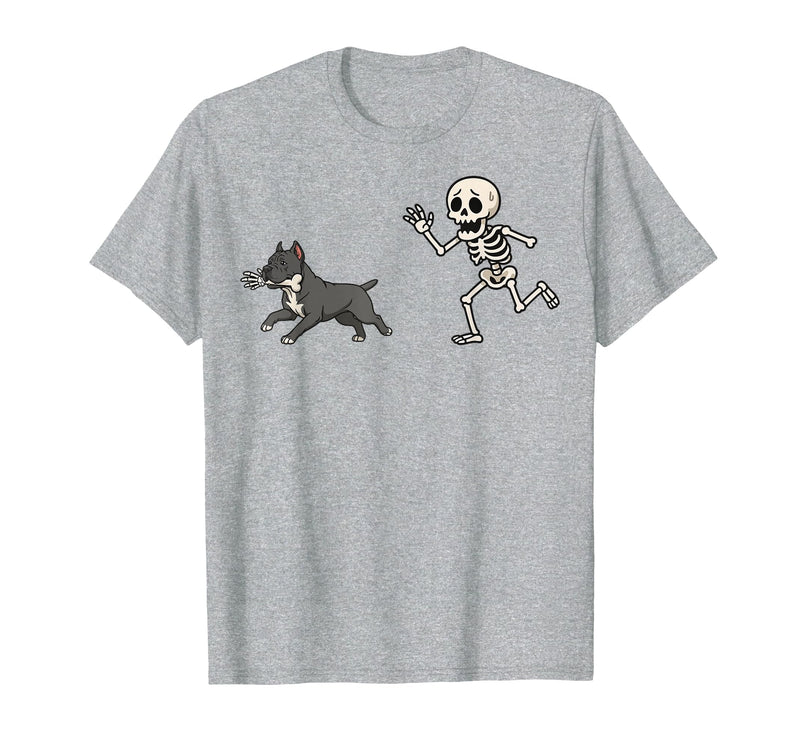 Pitbull Halloween Costume Funny Pitbull Skeleton Hand Halloween T-Shirt - Heather Grey