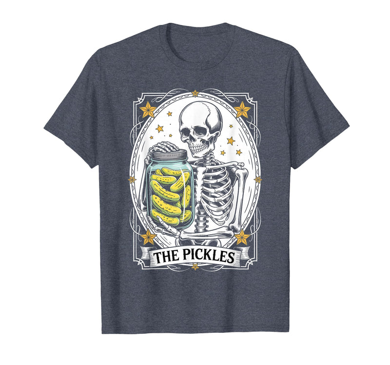 Tarot Card Skeleton Halloween Ades.shirt The Pickles Tarot Card Skeleton Canning Season Gardener T-Shirt - Heather Blue