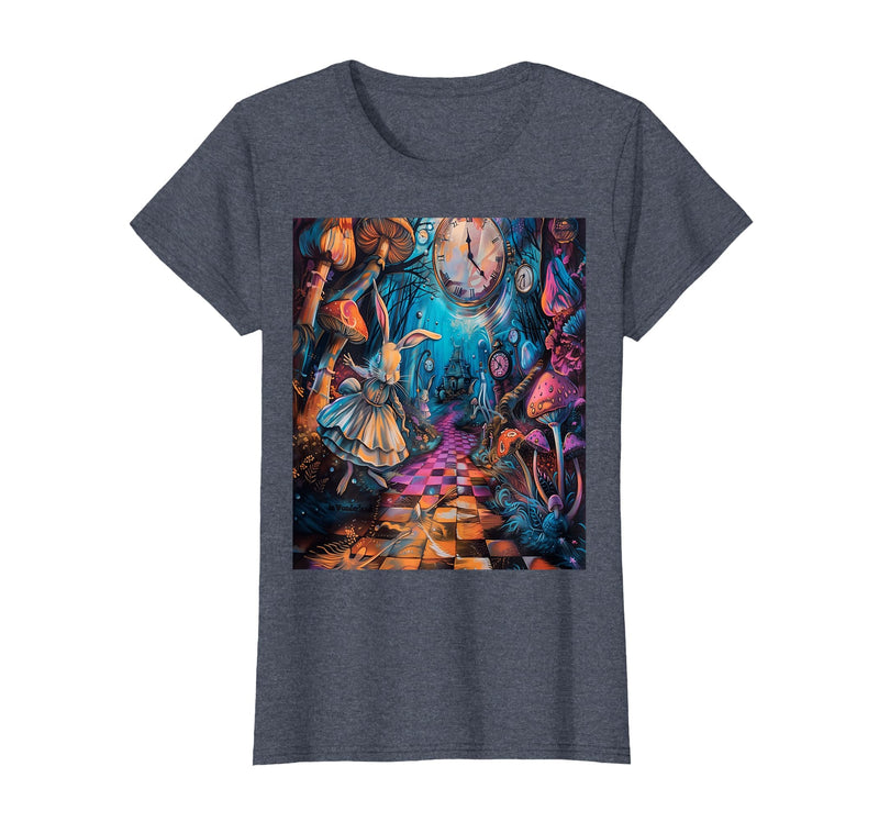 Alice in Wonderland Rabbit House T-Shirt in Heather Blue