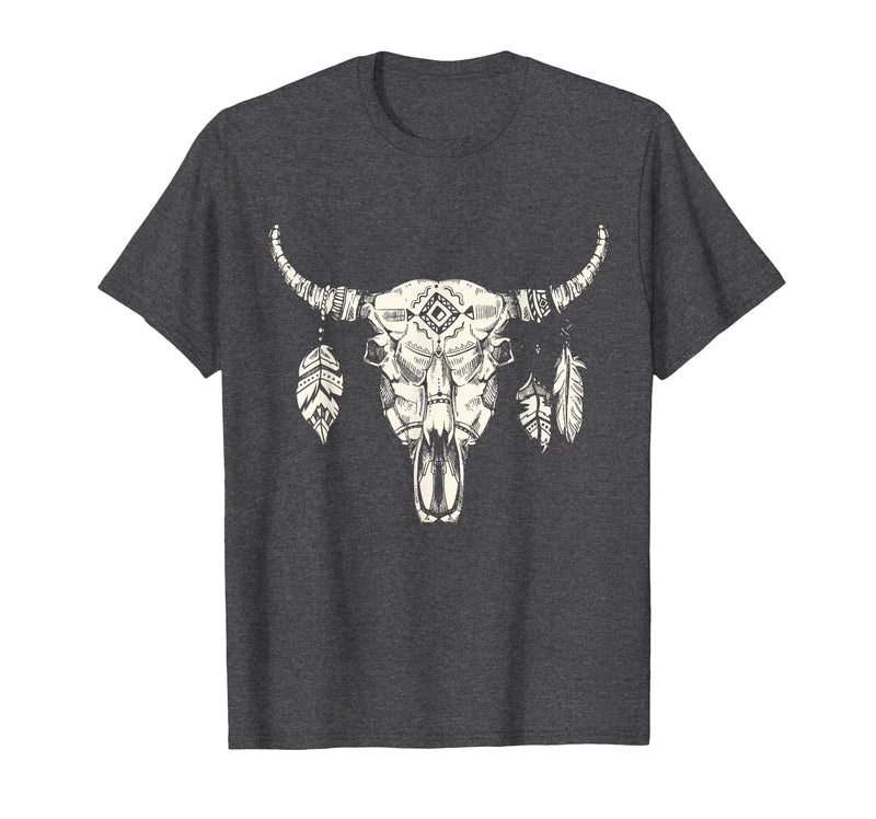 Buffalo Animals Gift Idea Bison Buffalo Skull Animal Design T-Shirt - Dark Heather Grey