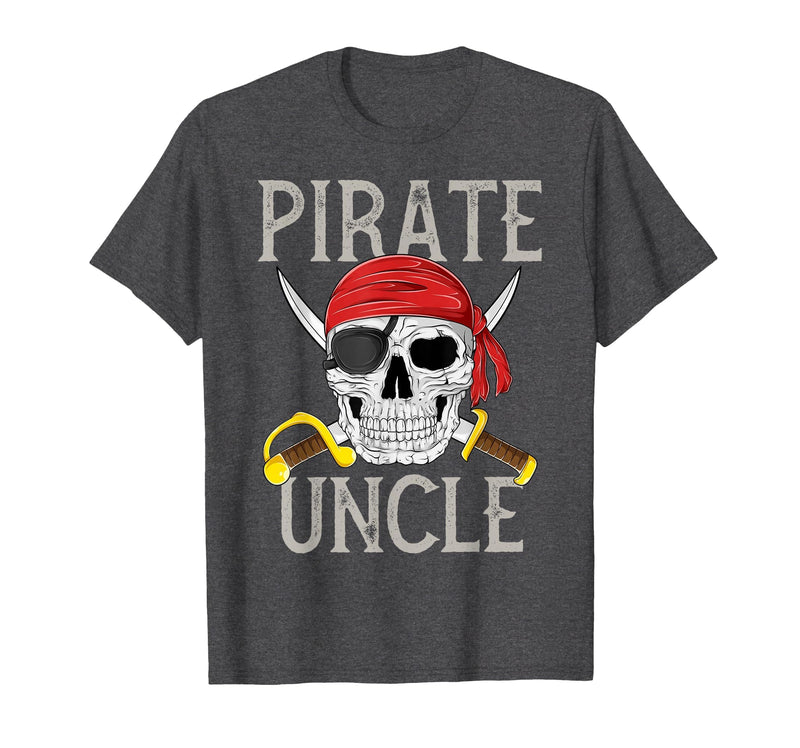 Pirate Family Apparel Pirate Uncle Jolly Roger Flag Skull Family Pirates T-Shirt - Dark Heather Grey
