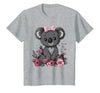We Love Koalas - Kids Apparel Co. Koala Kawaii Koala Bear Pink Bow Flowers Girls Kids T-Shirt - Heather Grey