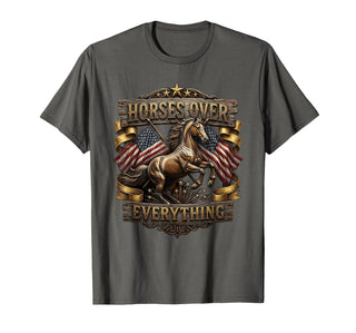Mademark Horses Over Everything Equestrian Design T-Shirt - Men - Asphalt Grey