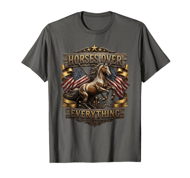 Mademark Horses Over Everything Equestrian Design T-Shirt - Men - Asphalt Grey