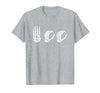 Deaf Halloween ASL Costume Boo Hands ASL Halloween Skeleton Hand American Sign Language Boo T-Shirt - Heather Grey