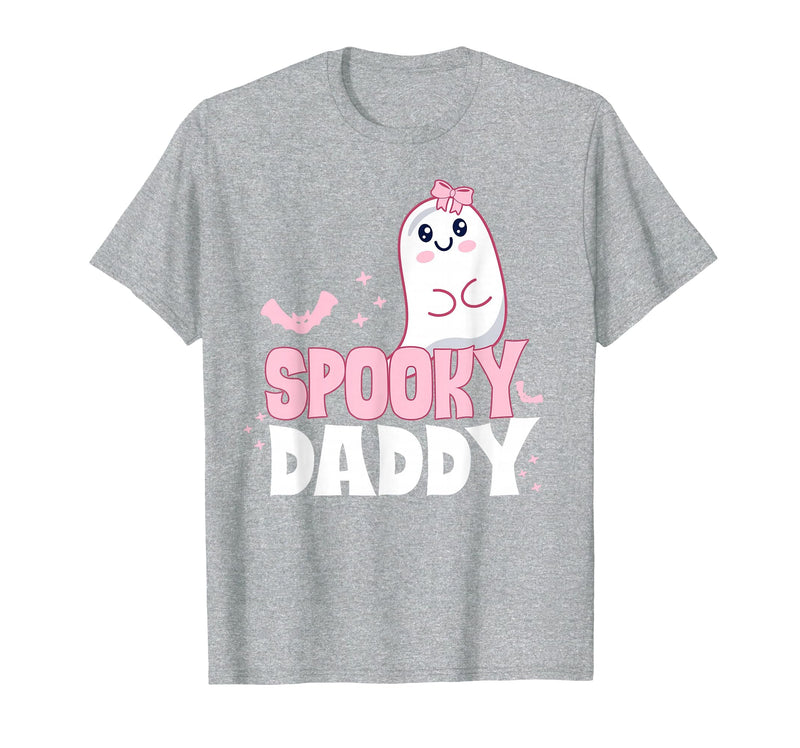 Spooky Family Cute Pink White Ghost Boo Halloween Spooky Daddy Family Cute Pink White Ghost Boo Halloween T-Shirt - Heather