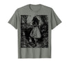 Alice in Wonderland - Down the Rabbit Hole Fantasy Vintage T-Shirt in Olive Heather