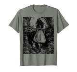 Alice in Wonderland - Down the Rabbit Hole Fantasy Vintage T-Shirt in Olive Heather