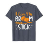 Match Halloween Couple Costumes I Love His Broomstick I Love Her Pumpkins T-Shirt - Heather Blue