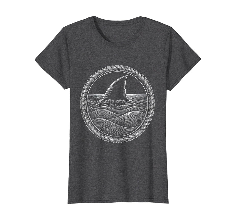 Mademark Shark Tail Diving Into Ocean Depths Graphic T-Shirt - Dark Heather Grey
