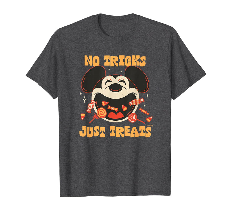 Disney Mickey Mouse Halloween Candy No Tricks Just Treats T-Shirt - Dark Heather Grey