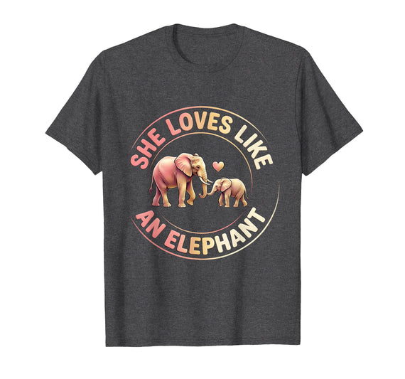 Mademark She Loves Like An Elephant Mother Child Bond T-Shirt - Men - Dark Heather Grey