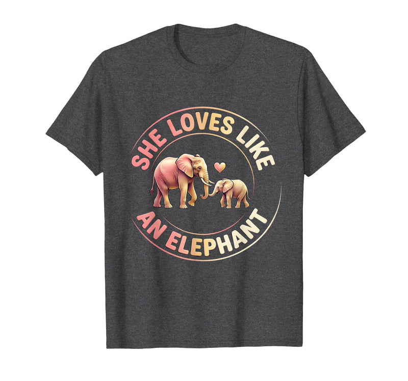 Mademark She Loves Like An Elephant Mother Child Bond T-Shirt - Men - Dark Heather Grey